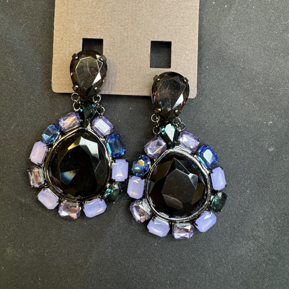 Chico’s Purple Multi Color Rhinestone Earrings